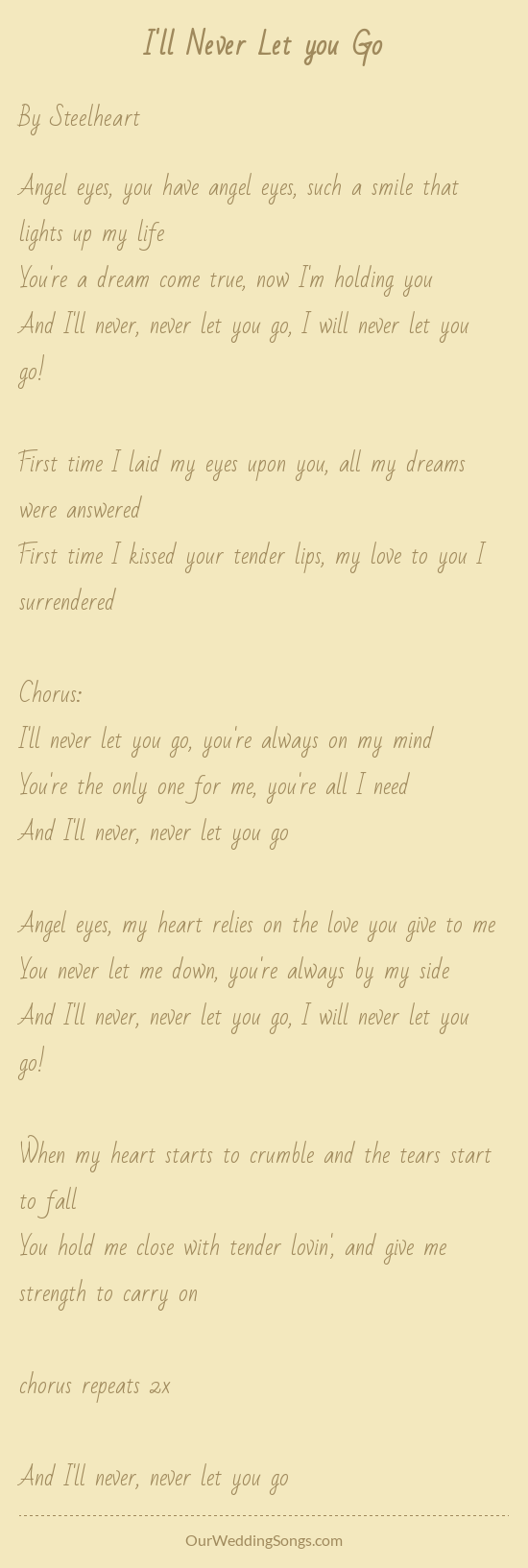 I Ll Never Let You Go I Ll Never Let You Go